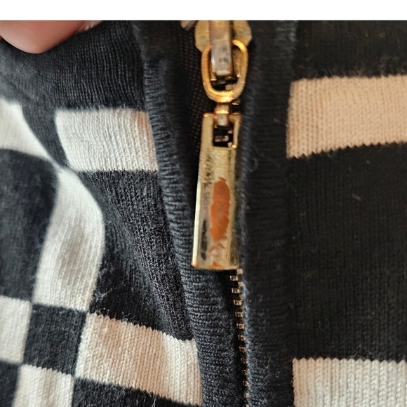 White House Black Market Checked Zippered Cardigan Sweater in Medium - Picture 5 of 8